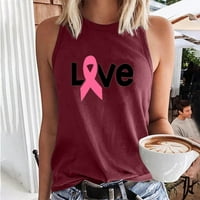 Разчистване на осведомеността за рак на гърдата Модна ежедневна жена без ръкави отпечатани дами кръгли шия блузи тениски тениска