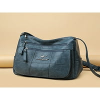 Дами Crossbody Bag Bag Multi джобове чанти за рамо в голям капацитет водоустойчиво портмоне цип преносим моден хобо Pu кожи дизайнер Пътуване синьо