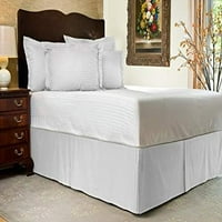 Бяло легло xl капка легло, пригодено плисирано раирано легло, прахообразна разротина с разцепени ъгли и платформа, твърд памук 300tc плат