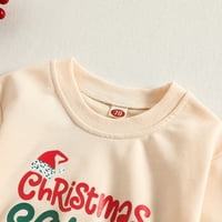 B91XZ Toddler Girl Summer Toletits Boys Girls Christmas Long Lespet Letter Prints Pullover Romper Sweatshirt