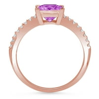 1. CT блестяща принцеса изряза ясен симулиран диамант 18K розово злато пасианс с акценти пръстен SZ 5.75