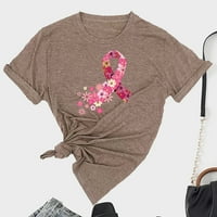 Fanxing женски тениска с рак на гърдата с къси ръкави розови ризи графичен рак на гърдата есен