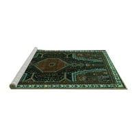 Ahgly Company Machine Wareable Indoor Rectangle Persian Turquoise Blue Traditional Area Rugs, 8 '12'