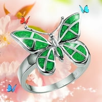 Pgeraug подаръци за жени ретро цвят пеперуда форма циркон пръстени модна тенденция пълна пеперуда пръстен дами бижута диамантени пръстени за размер циркон пръстен зелено