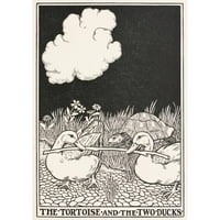 Percy J. Billinghurst Black Ornate Framed Double Matted Museum Art Print, озаглавен: The Tortoise и двете патици