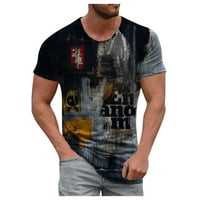 Ризи за мъже Лятна ежедневна 3D отпечатана къса ръкав Кръгла шия горна тениска блуза