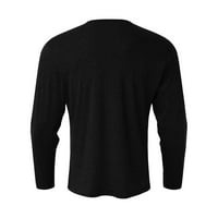 Мъжки тениски големи и високи мъжки тренировки ризи мъже небрежни модни солидни V-nect дълъг ръкав пуловер дишаща риза блуза върхове черни