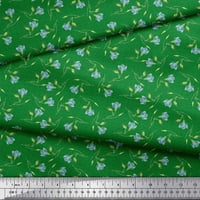 Soimoi Green Poly Georgette Fabric Dot & Freesia Floral Fabric щампи по двор
