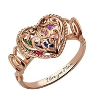 14k златно покритие ореол пръстен Ringhollow Zircon бижута във формата на подаръци Популярни бижута за мама сърдечен модел пръстени стерлинги сребърен пръстен