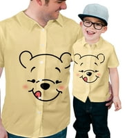 Мъжки готина работна риза с къс ръкав с копче за риза Winnie The Pooh Arto Birs Carvey Blouse Top с джоб, наличен в много стил
