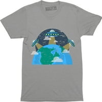 Извънземна летяща чинийка извънземна тениска за отвличане на НЛО Космическа тениска