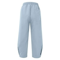 Причинени панталони за мъже солиден цвят Лятна модна теглене еластичен плътно цвят свободен плюс размер Небрежни панталони Мъжки товарни панталони на хлабина