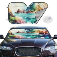 Слънце за автомобилно предно стъкло, акварелен планинско езеро произведения на изкуството автомобил Слънчев нюанс, 51.2 27.5