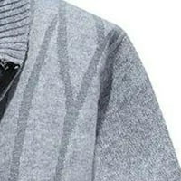 Symoid Mens Небрежни палта и якета- яке класически солиден плетен пуловер Кардиган Пуловер тънък яке сиво L
