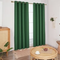 Deconovo Fau Linen Full Blackout завеси дълги, зелени завеси панели с покритие, термично изолирана завеса за прозорци за спалня за хол