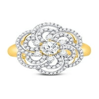 10kt жълто злато дамски кръг диамантен цветно пасианс моден пръстен cttw