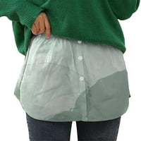 Xinqinghao Flowy Skirt Женски мини долна пола долна пола за почистване на риза с разтегателна пола с копчета риза удължаване на слой отгоре долни летни поли Зелени XL
