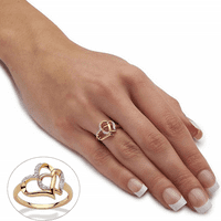 Годежен пръстен кухо двойно сърце женски сватбен пръстен, бижута пръстен женско момиче любов пръстен кристал пръстен булка сватбена бижута-силвър7