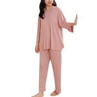 Homgro женски пижама комплект върхове с дълъг ръкав и панталони уютни пижами есен мека пролетна дължина на глезена pjs зелена среда