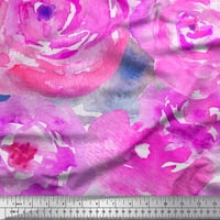 Soimoi Cotton Poplin Fabric Rose Watercolor Phance отпечатъци по двор широк