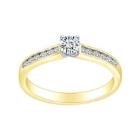 0. Карат кръгла форма бяла естествена диамантен пасианс годежен пръстен в 14k твърд жълт златен пръстен размер-9