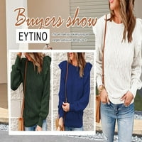 Eytino Womens Crewneck пуловери Текстурирани разрошени пуловер свободни кокетни плетени джъмперни пуловерни върхове