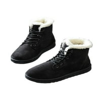 Gomelly Womens Casual Booties Non Slip Lace Up Snow Boots Work Outdoor Comfort Round Toe Топла обувка Черен 5
