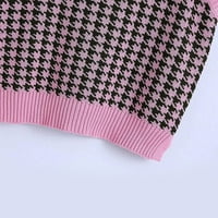Пуловер на Гузом за жени в продажба- Контраст Небрежни върхове Пуловер Пуловери за жени модерни върхове Нови пристигания горещо розово размер 18