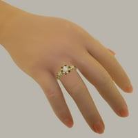 Британски направени 14K жълто злато естествено Opal & Garnet Womens Anniversary Ring - Опции за размер - размер 9