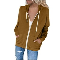 Жени ежедневни качулки тънки палто с пуловер с руно с цип