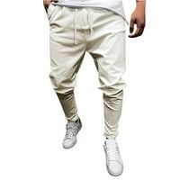 Khaki Men's Summer New Style Fashion Gatdys Небрежен чист цвят Удобни осемцветни панталони, подрязани, каки, ​​5xl