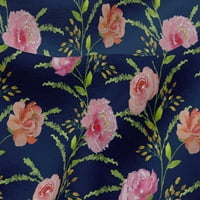 Oneoone Viscose Jersey Fabric Watercolor Leaves & Peony Floral Fabric щампи по двор широк