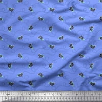 Soimoi Green Cotton Poplin Fabric Istect & Texture Printed Fabric Ward Wide
