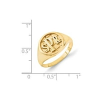 Стерлинг сребърен жълто злато-поставено монограма Сигрета на пръстена с размер 7.5