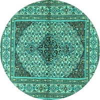 Ahgly Company Indoor Round Персийски тюркоазени сини традиционни килими, 7 'кръг