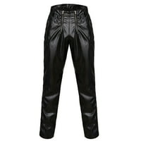 Мъжки панталони ежедневни с голям размер цип кожени панталони кожени панталони панталони панталони за мъже черни xl