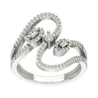 Арая Стерлинг сребърен диамантен байпасен пръстен, размер 5.5