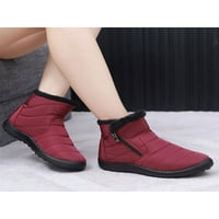 Харсуни дами снежни ботуши плюшени облицовани топли обувки fau fur за зима обувка работа удобно студено време глезена ботушки обувки с цип вино червено 8.5
