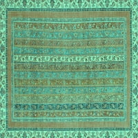 Ahgly Company Machine Wareable Indoor Rectangle Abstract Turquoise Blue Modern Area Cugs, 4 '6'