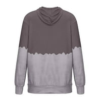 Женски пуловери есенни нови върхове Градиент печат кръгла шия дълъг ръкав свободен пуловер Модна сива S