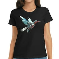 Карикатура Hummingbird Cyberpunk Style Nature Animal Bird Lover Женска тениска, къс ръкав, летни върхове за жени, сладки и удобни