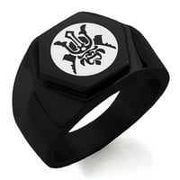 Неръждаема стомана Máscara Samurai Crest гравиран шестоъгълник Crest Flat Top Biker Style Prolised Ring