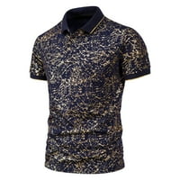 Корашан прилепва ризи Мъжки модни ежедневни летни ризи с къс ръкав отпечатана ревера риза блуза ризи за мъже
