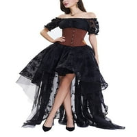 Lazybaby женски слой тюл пола комплект флорална бродерия нередовна рокля с макси пола с висока талия