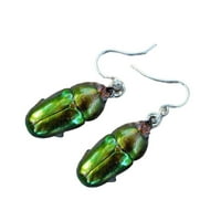 Готически зелен цвят Scarab Beetle Hoopes обеци Насекоми Бижута Мода дълга висулка Новост Голяма дрънкаща капка Жени Подарък