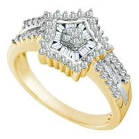 Araiya 10K White Gold Diamond Първоначален пръстен за лента за жени размер 5