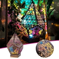 Полюсна звезда подова лампа, LED цветна диамантена лампа, бохемска декоративна подова лампа, цветна 3D прожекция куха лампа, занаятчийски подаръци, дом, парти, сватба, коледна дървена лампа за маса