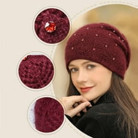 Жени шапки солиден цвят топла мода зима студено ухото плетено пуловерно облекло уютни стилни шапки