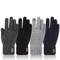 -Groee чифт ски ръкавици плетена резба еластична маншета вятърни сгъстени термични меки плетени зимни ръкавици за ежедневието