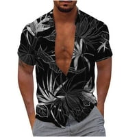 Хавайска риза Njoeus за мъже Мъжки тениски мъже Модни ежедневни копчета Хавай Печат на печат за къси ръкави за къса ръкав блуза ризи на просвет